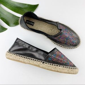 Sesto Meucci Black Shimmer Espadrille Flats 9